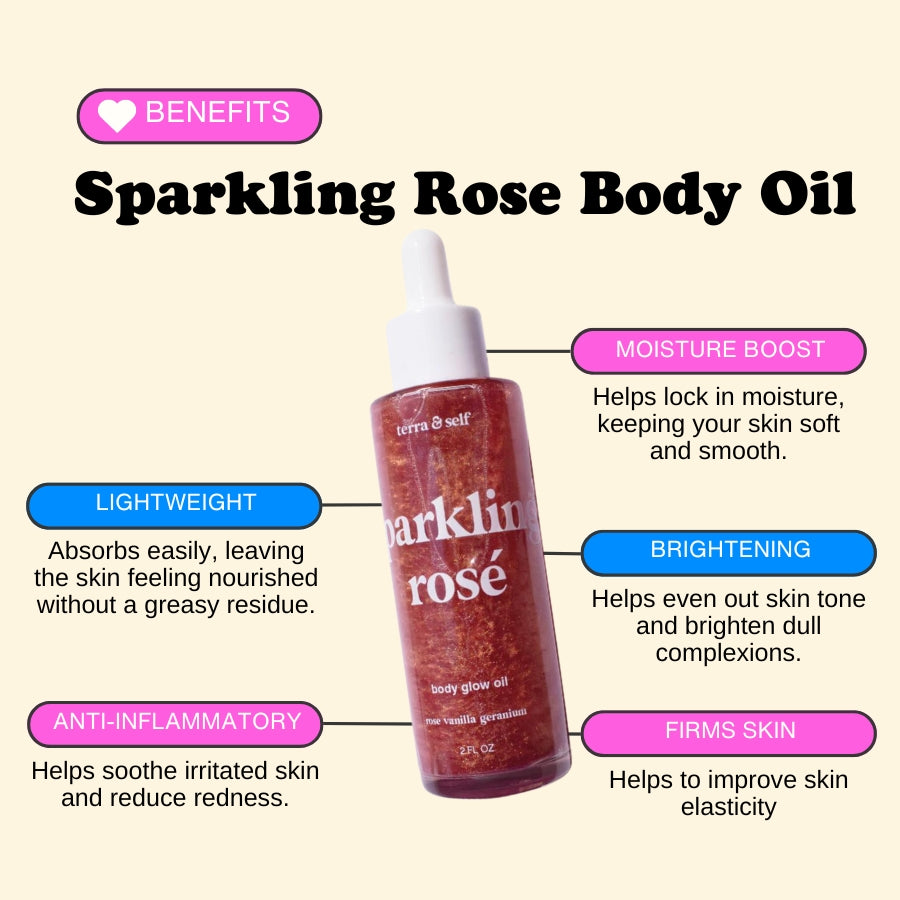 Sparkling Rosé Body Glow Oil with Argan & Green Tea