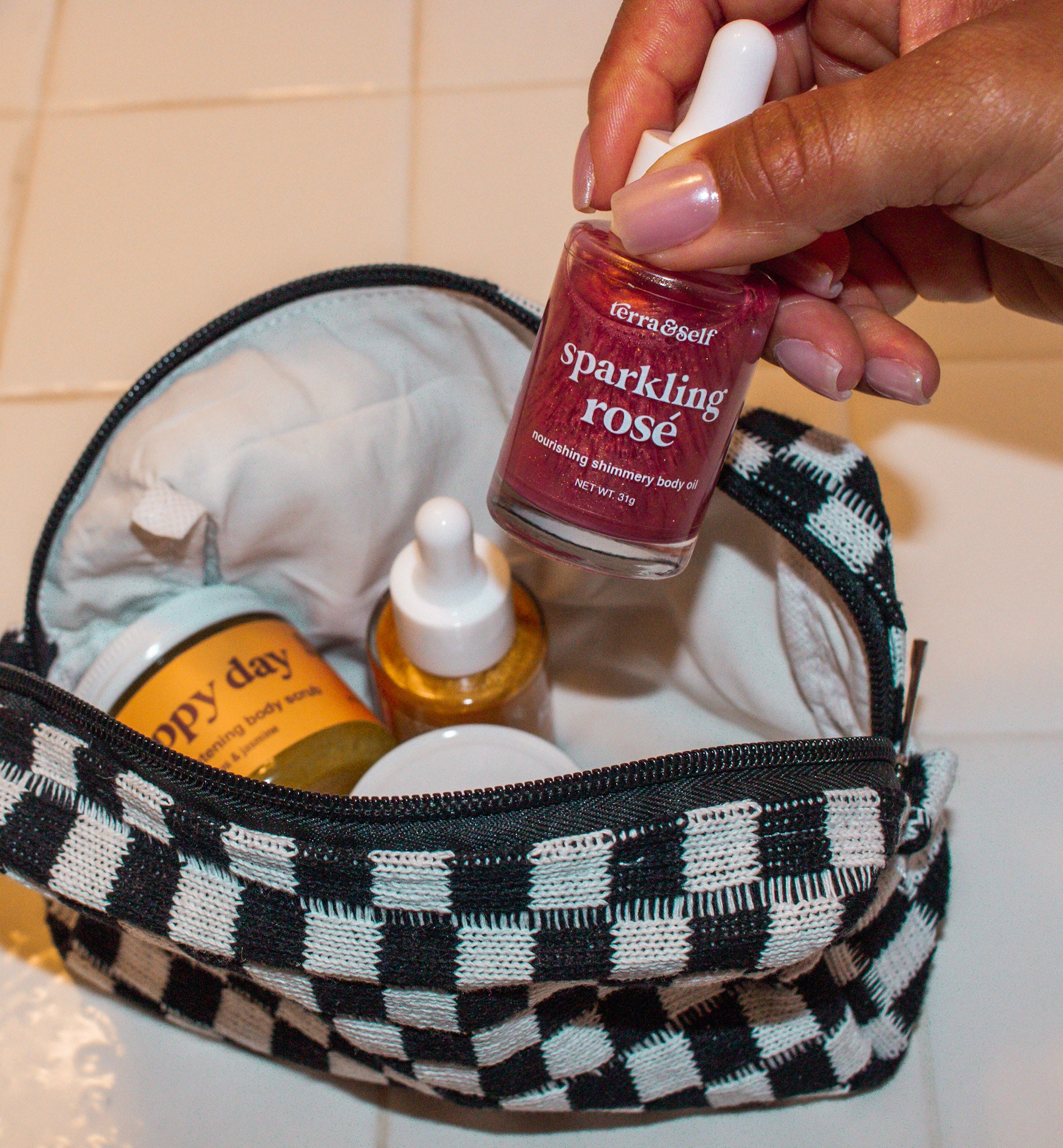 Mini Sparkling Rosé Body Glow Oil with Argan & Green Tea