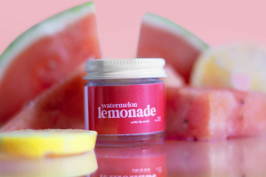 Watermelon Lemonade Lip Scrub is a black owned lip scrub that works to heal chapped lips, leaving them smooth and supple.