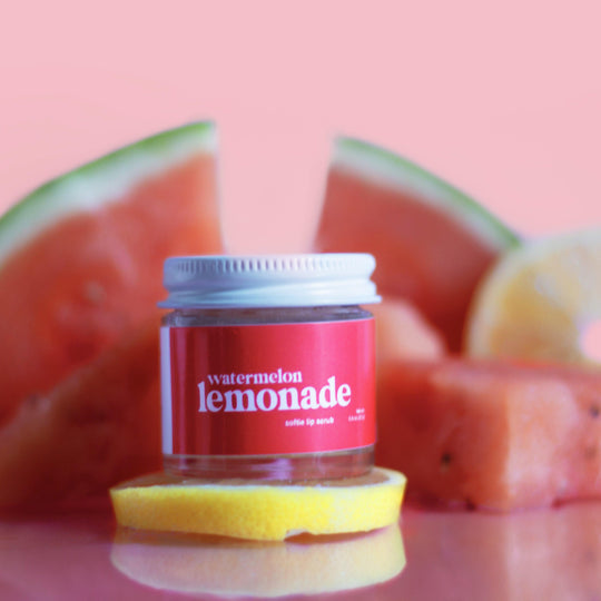 Watermelon Lemonade Lip Scrub by Terra and Self is the best way to heal chapped lips in the summer.